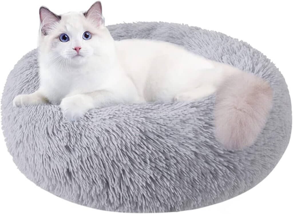 Cat Beds for Indoor Cats,20/24 Inch Dog Bed for Small Melium Large Dogs, Washable-Round Pet Bed for Puppy and Kitten with Slip-Resistant Bottom