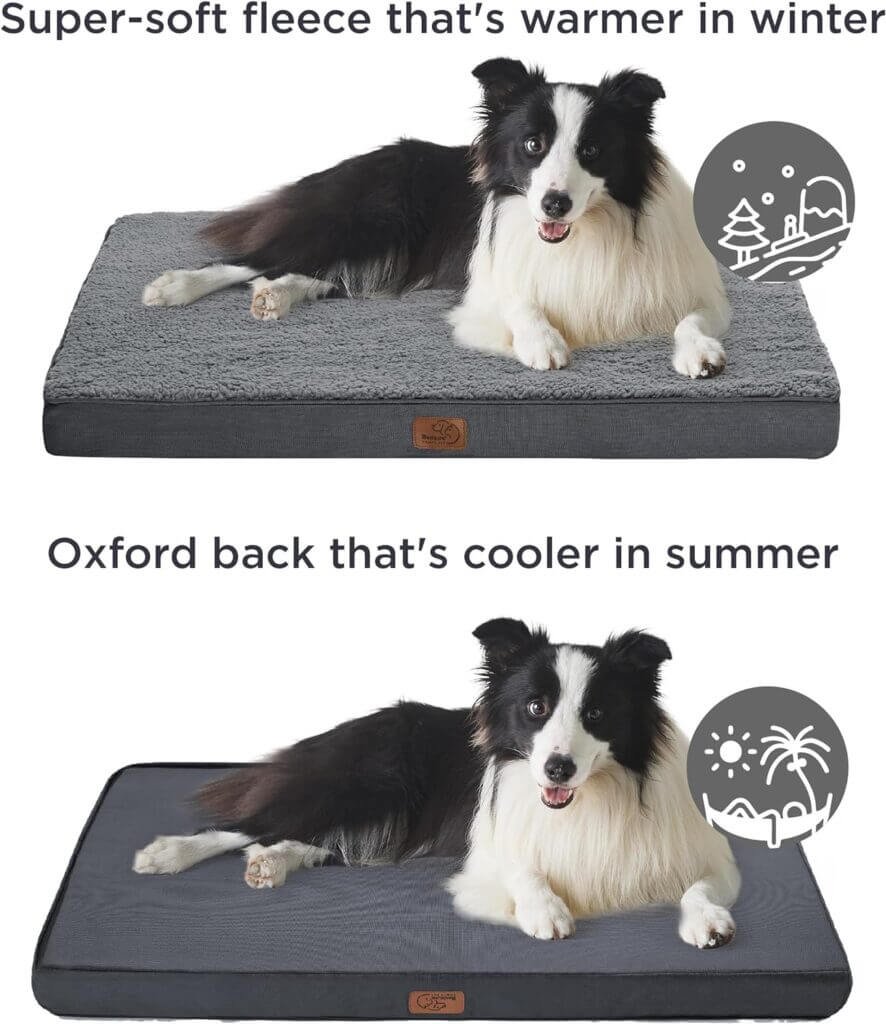 Bedsure Medium Dog Bed for Medium Dogs - Orthopedic Waterproof Dog Beds with Removable Washable Cover, Egg Crate Foam Pet Bed Mat, Suitable for Dogs Up to 35lbs, Dark Grey