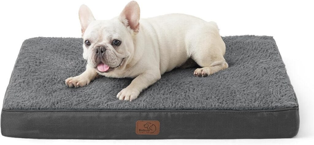 Bedsure Medium Dog Bed for Medium Dogs - Orthopedic Waterproof Dog Beds with Removable Washable Cover, Egg Crate Foam Pet Bed Mat, Suitable for Dogs Up to 35lbs, Dark Grey
