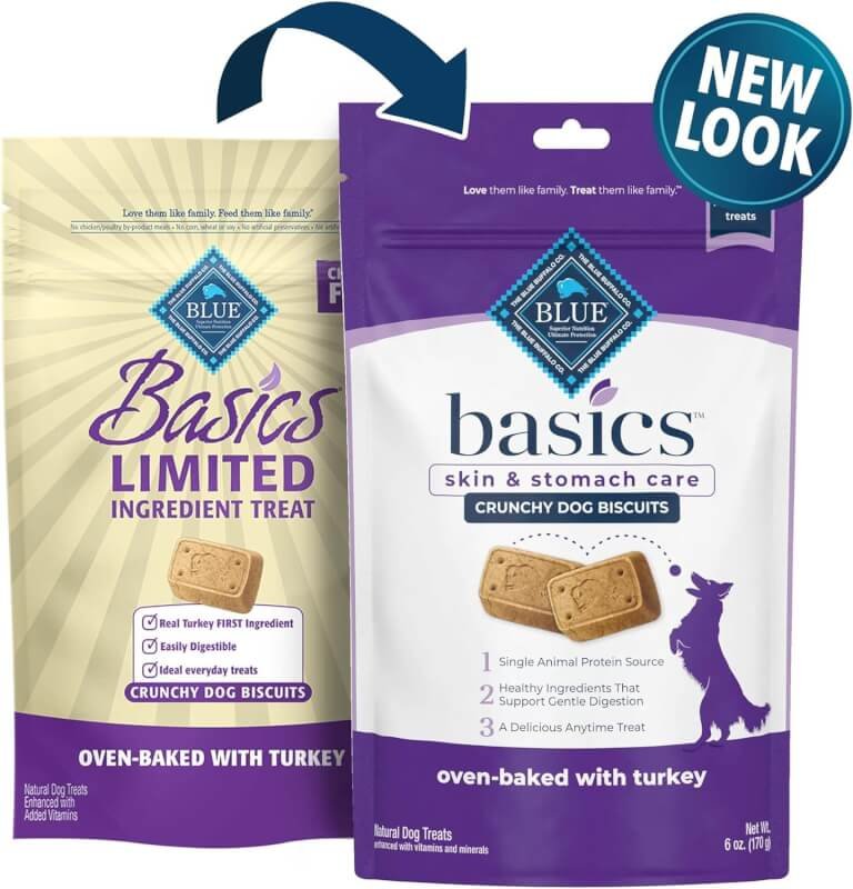 Blue Buffalo Basics Skin  Stomach Care Biscuits Crunchy Dog Treats, Salmon  Potato 6-oz Bag