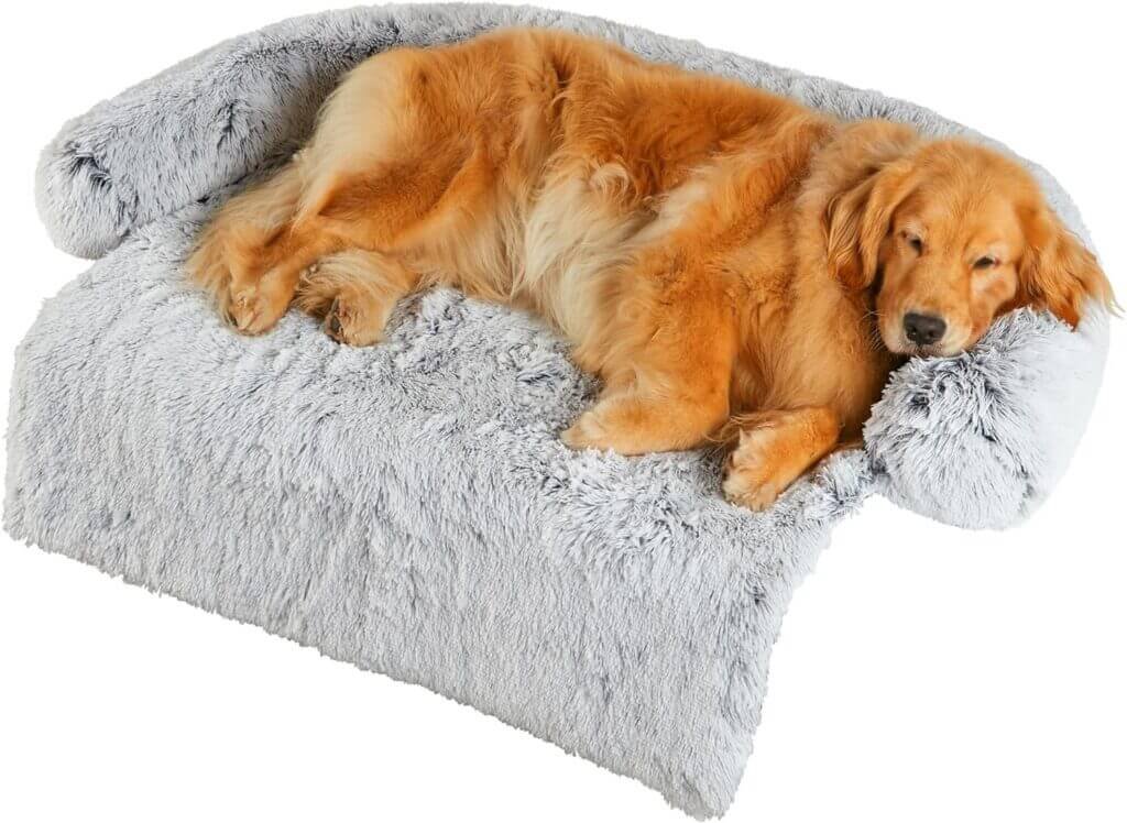 Codi Dog Bed for Couch - Calming Dog Beds for X-Large Dogs, Fluffy Plush Bed for Pets, Anti Anxiety Dog Bed with Removable Washable Cover for Dogs and Cats, Light Grey, 45x37x6 inches