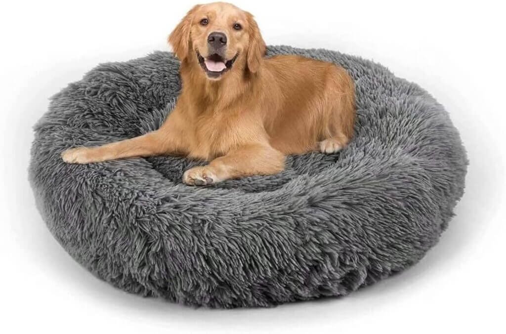 Dog Bed, Cat Calming Bed, Faux Fur Pillow Pet Donut Cuddler Round Plush Bed for Large Medium Small Dogs and Cats