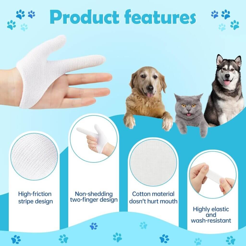 Dog Toothbrush 6 Pack+ 6 Storage Boxes + 2 Gloves - 360º Dog Tooth Brushing Kit - 100% BPA-Free - 3/4 in Diameter Opening - Soft and Elastic - Ideal for Pups, Kittens, and Petite Pets (6 Pack)