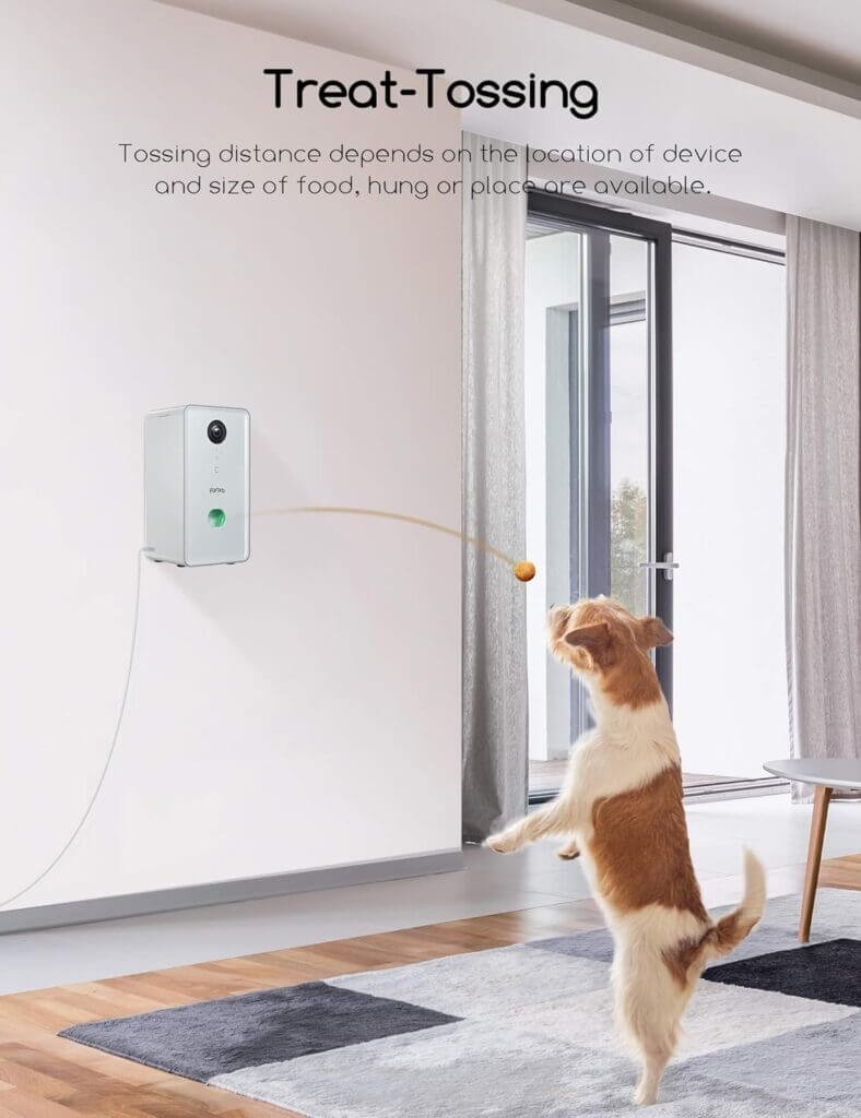 faroro Dog Camera with Treat Dispenser and Speaker 2.4G WiFi Pet Camera with Two Way Audio Communication and 1080P Full HD Night Vision for Treat Tossing and Monitoring Your Pet Remotely