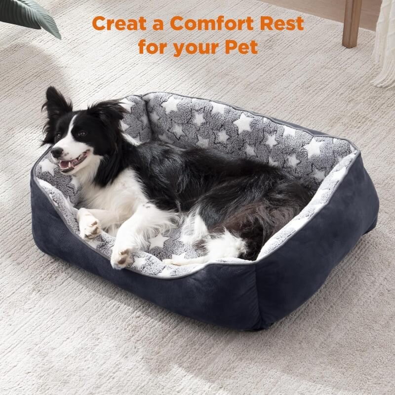 GASUR Rectangle Dog Bed for Medium Dogs, Cozy Washable Bed Dog Sofa Bed, Durable Pet Cuddler Anti-Slip Bottom, Soft Calming Sleeping Warming Puppy Bed