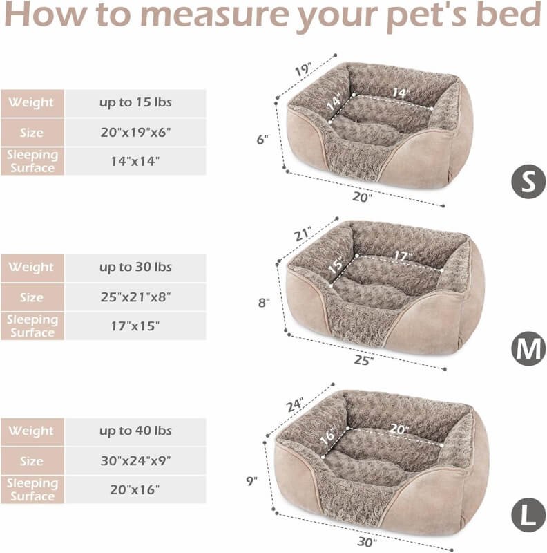 INVENHO Large Dog Bed for Large Medium Small Dogs Rectangle Washable Dog Bed, Orthopedic Dog Bed, Soft Calming Sleeping Puppy Bed Durable Pet Cuddler with Anti-Slip Bottom L(30x24x9)
