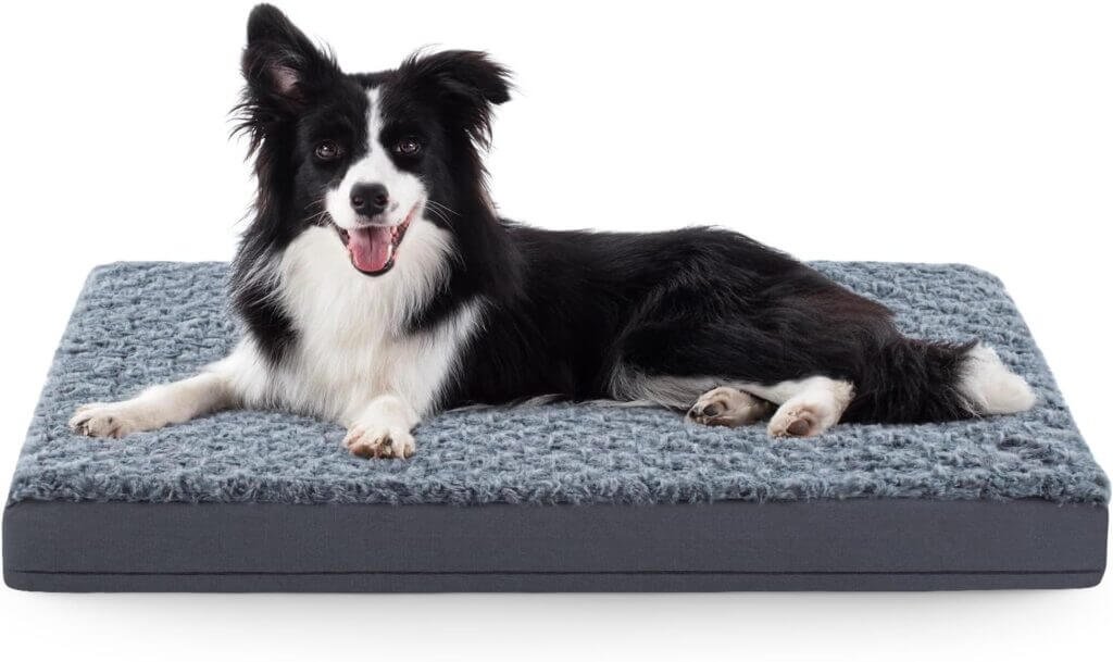 JOEJOY Orthopedic Dog Bed for Extra Large Medium Dogs, Big Egg-Crate Foam Dog Bed with Removable Waterproof Cover, Soft Rose Plush Pet Bed Mat with Non-Slip Bottom, Machine Washable (36x27x3)