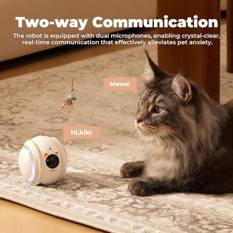 KITPLUS Cat Camera, Pet Monitoring Camera with Phone APP, 2-Way Audio Move Freely WiFi Wireless Pet Robot Camera for Dogs and Cats, Auto-Recharging, Privacy Protection
