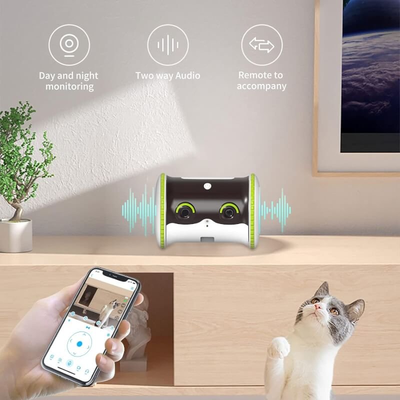 LINKSUS Smart Pet Camera 1080P HD Dog Camera with Phone App 2-Way Audio and Night Vision Remote Control with Treat Dispenser Automatic  Interactive Toys for Cats(2,4G WiFi)