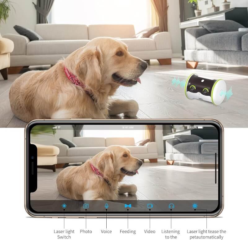 LINKSUS Smart Pet Camera 1080P HD Dog Camera with Phone App 2-Way Audio and Night Vision Remote Control with Treat Dispenser Automatic  Interactive Toys for Cats(2,4G WiFi)