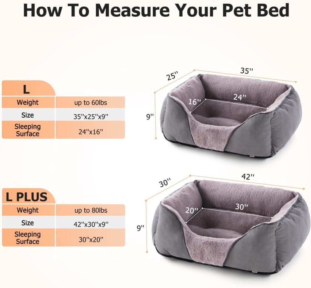MIXJOY Dog Beds for Small Dogs, Cat Beds for Indoor Cats Washable, Calming Dog Bed Small Size Dog, Soft Rectangle Pet Beds Sofa Cuddler, Orthopedic Cozy Puppy Bed, Anti-Slip Bottom(20x19in, Grey)