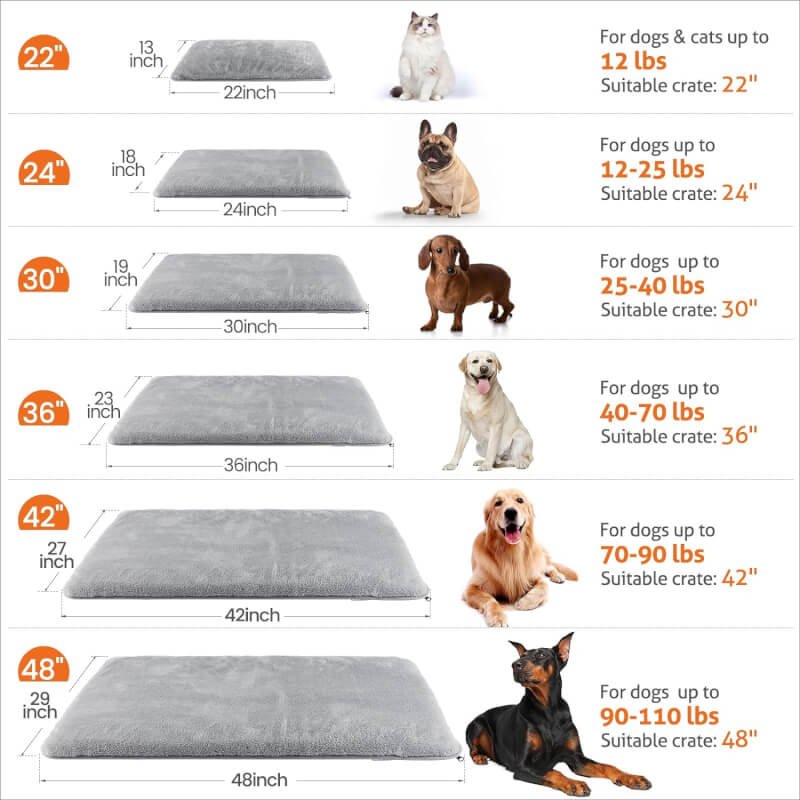 Mora Pets Dog Crate Mat Crate Pad Waterproof Dog Bed with Removable Washable Cover Anti-Slip Bottom Self Warming Memory Foam Pet Sleeping Mattress for Large Medium Small Dogs Light Grey 24 inch