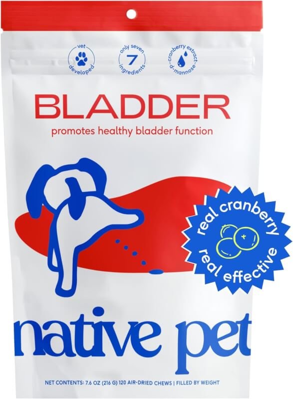 Native Pet Dog UTI Treatment - Cranberry Chews for Dogs and Cat UTI - Bladder Control for Dogs - Dog Urinary Tract Infection Treatment - UTI Medicine for Dogs - Dog Cranberry Supplement - 30 Chews