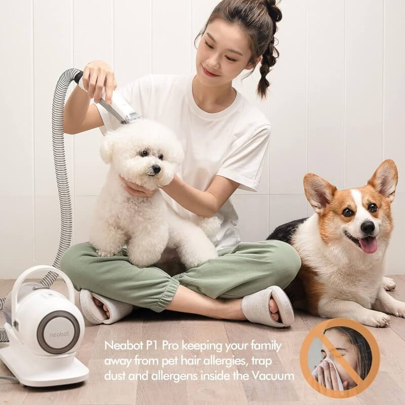 neabot Neakasa P1 Pro Pet Grooming Kit  Vacuum Suction 99% Pet Hair, Professional Clippers with 5 Proven Grooming Tools for Dogs Cats and Other Animals