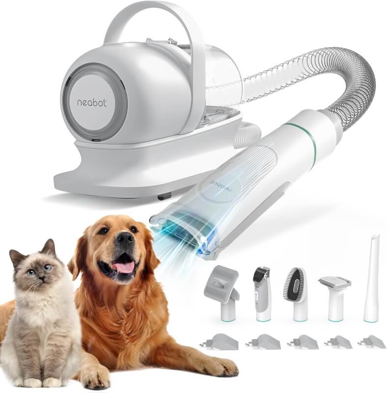 neabot Neakasa P1 Pro Pet Grooming Kit  Vacuum Suction 99% Pet Hair, Professional Clippers with 5 Proven Grooming Tools for Dogs Cats and Other Animals