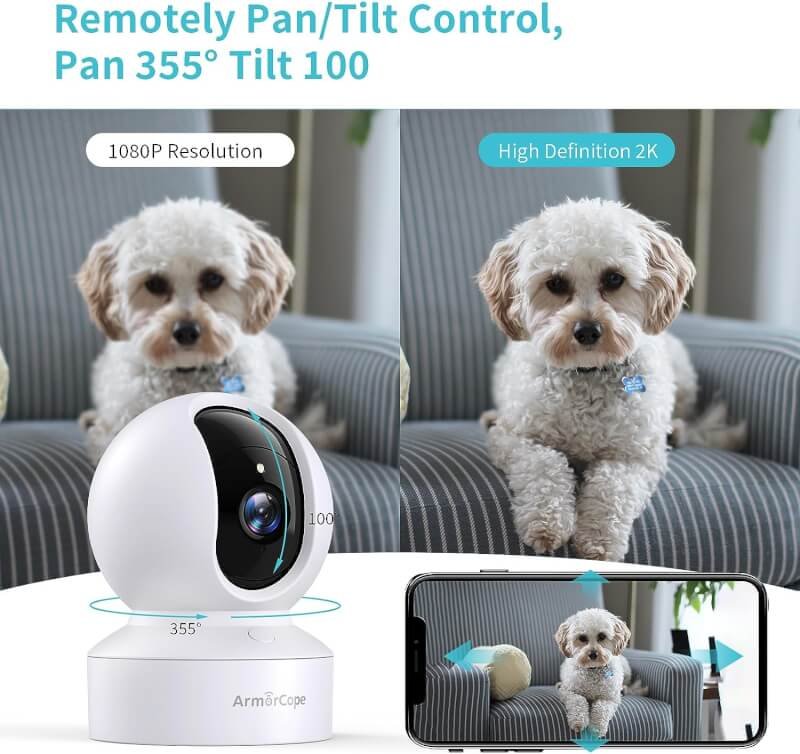 Pet Camera, 2K HD Dog Camera with Phone APP, 360° Pan/Tilt View Puppy Cam, One Click Call for Baby Monitor, MagivPix Night Vision,Motion Tracking Alarm with Cloud/Local SD,Home Indoor Security Cam
