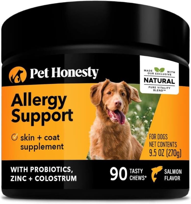 Pet Honesty Dog Allergy Relief Immunity - Chews, Probiotics for Dogs, Seasonal Allergies, Skin and Coat Supplement, Itch Support Supplement (Salmon)