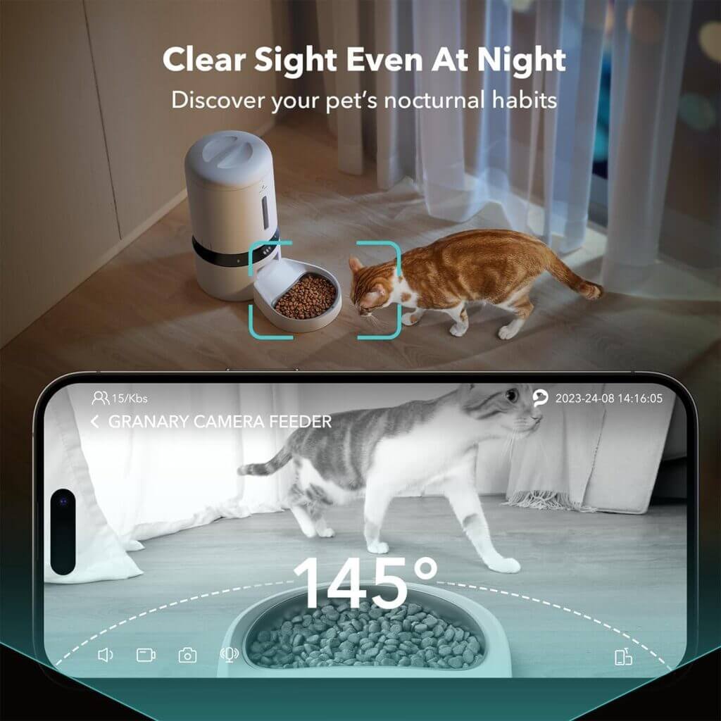 PETLIBRO Automatic Cat Feeder with Camera, 1080P HD Video with Night Vision, 5G WiFi Pet Feeder with 2-Way Audio, Low Food  Blockage Sensor, Motion  Sound Alerts for Cat  Dog Single Tray