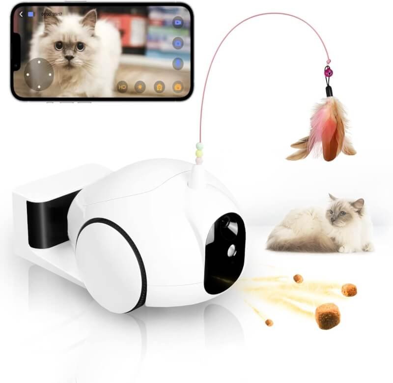 pumpkii Pet Camera for Dog and Cat, Self-Charging Smart Pet Treat Dispenser Robot, Automatic Cat Feeders, Moving Home Security Camera Night Vision