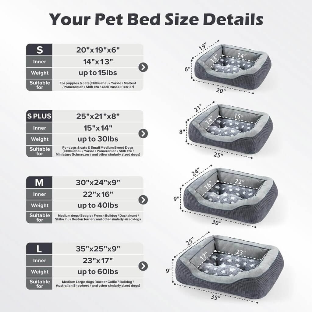SIWA MARY Dog Beds for Small Medium Large Dogs  Cats. Durable Washable Pet Bed, Orthopedic Dog Sofa Bed, Luxury Wide Side Fancy Design, Soft Calming Sleeping Warming Puppy Bed, Non-Slip Bottom