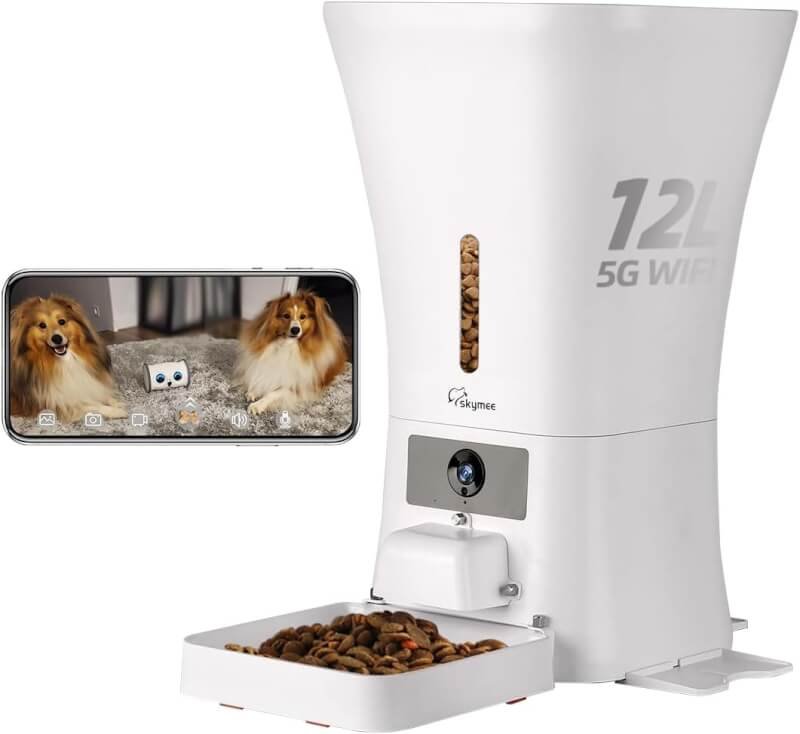 SKYMEE 12L 5G WiFi Aautomatic Dog Feeder Large Breed  Automatic cat feeders 1080P Full HD Pet Camera Treat Dispenser Food Dispenser