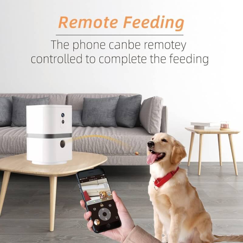 SKYMEE Dog Camera Treat Dispenser, 2.4G5G WiFi Remote Pet Camera with Two-Way Audio and Night Vision, Compatible with Alexa