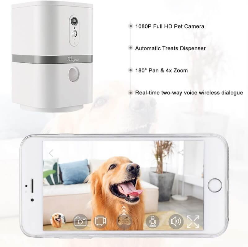 SKYMEE Pet Camera: Owl Robot  Petalk AI II 1080 FHD Pet Camera Treat Dispenser Interactive Toy for Dogs Cats Remote App Control