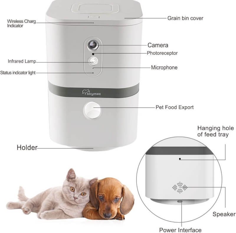 SKYMEE Pet Camera: Owl Robot  Petalk AI II 1080 FHD Pet Camera Treat Dispenser Interactive Toy for Dogs Cats Remote App Control