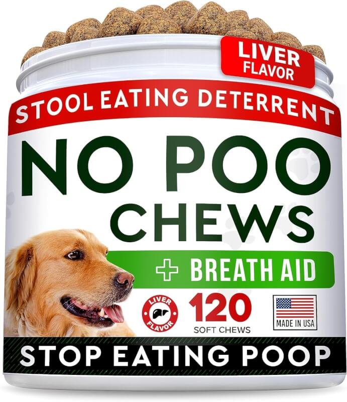 STRELLALAB No Poo Treats for Dogs - Coprophagia Stool Eating Deterrent - No Poop Eating for Dogs - Digestive Enzymes - Gut Health  Immune Support - Stop Eating Poop - Chicken Liver Flavor 120 Chews