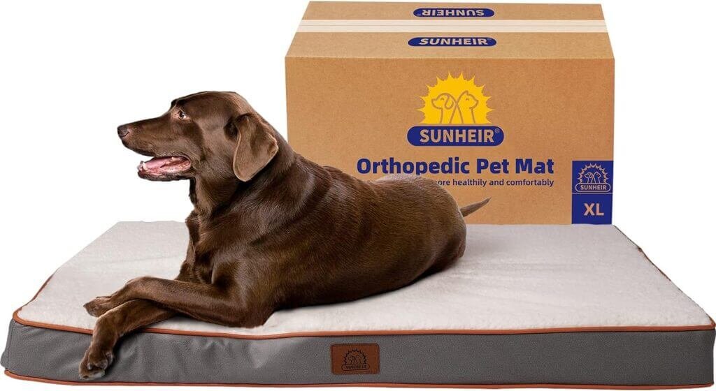 Sunheir Orthopedic Dog Bed for Large Dogs and Extra Large Dogs, XL Dog Bed with Removable Waterproof Cover and Machine Washable Dog Bed, Pet Bed Mat Egg-Crate Foam, L(36X27X3), Grey