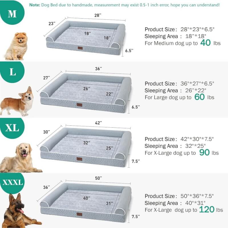 TJSOULER Orthopedic Dog Beds for Large Dogs,Waterproof Lined Egg Crate Foam Pet Bed Mat with Removable and Washable Cover and Non Slip Bottom,Dog Sofa Bed