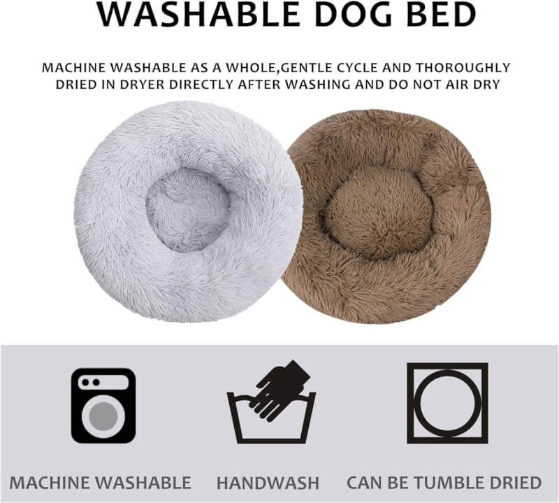Waterproof Dog Beds for Small Dogs, Calming Anti Anxiety Cat Beds, Round Fluffy Faux Fur Plush Cozy - Confortable  Warm Donut Washable Pet Bed (16/20/24/27/36)