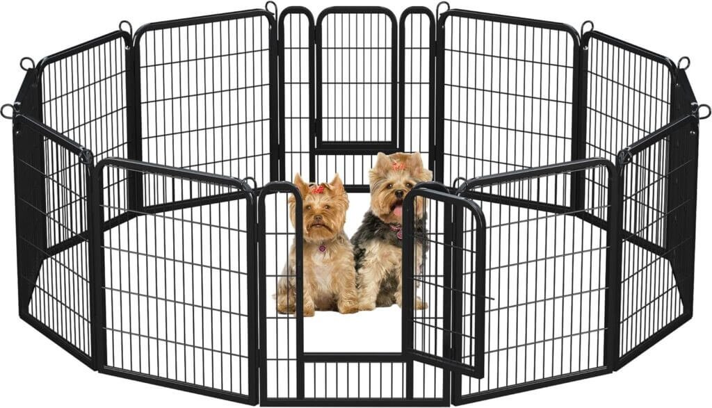 Yaheetech Dog Playpen Outdoor,12 Panel Dog Fence 32 Height Pet Pen for Large/Medium/Small Dogs Heavy Duty Pet Exercise Pen for Puppy/Cat/Rabbit/Small Animals Portable Playpen for RV/Camping/Garden