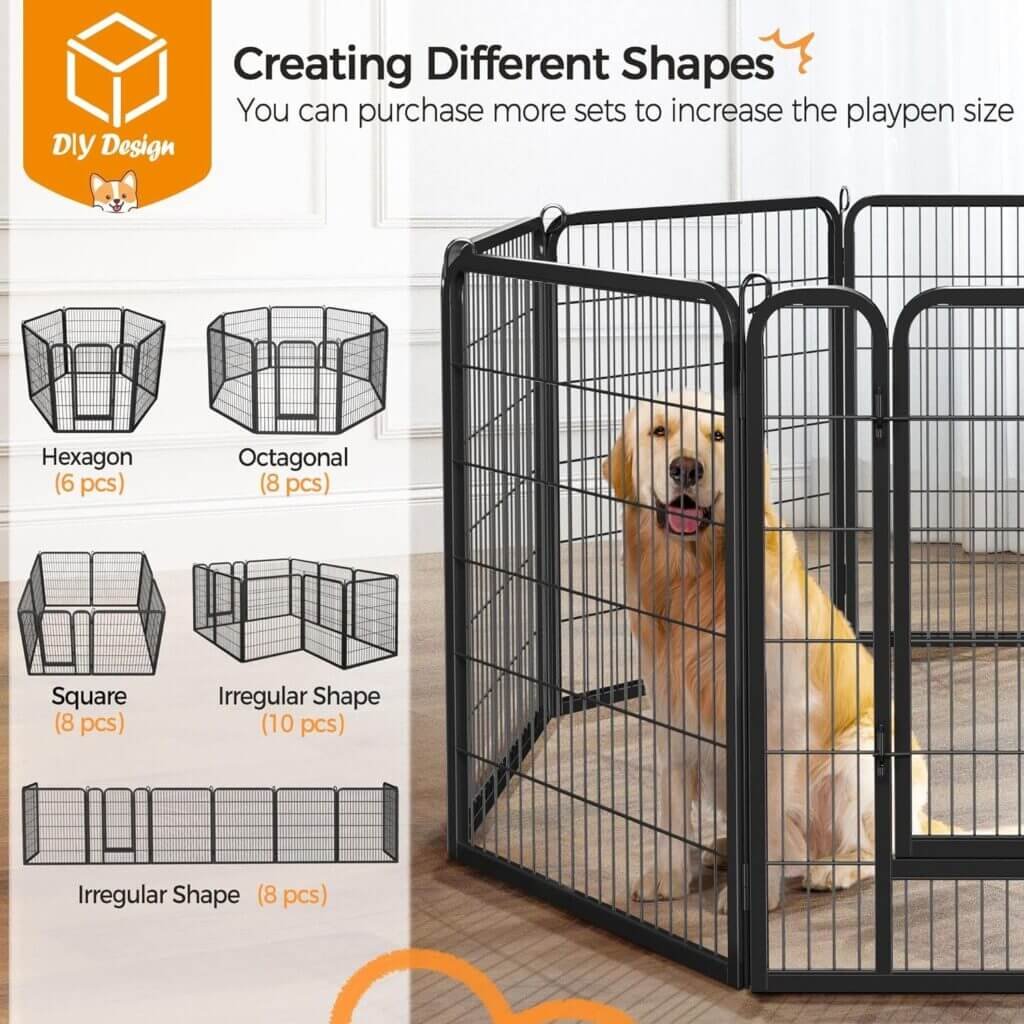 Yaheetech Dog Playpen Outdoor,12 Panel Dog Fence 32 Height Pet Pen for Large/Medium/Small Dogs Heavy Duty Pet Exercise Pen for Puppy/Cat/Rabbit/Small Animals Portable Playpen for RV/Camping/Garden