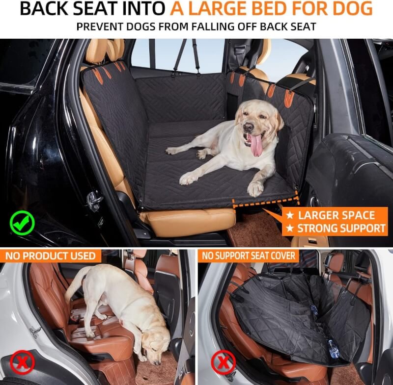 YJGF Back Seat Extender ,Dog Car Seat Cover for Back Seat Bed Inflatable for Car Camping Air Mattress, Hammock Travel Bed,Non Inflatable Car Bed Mattress for Car SUV Truck (Black)