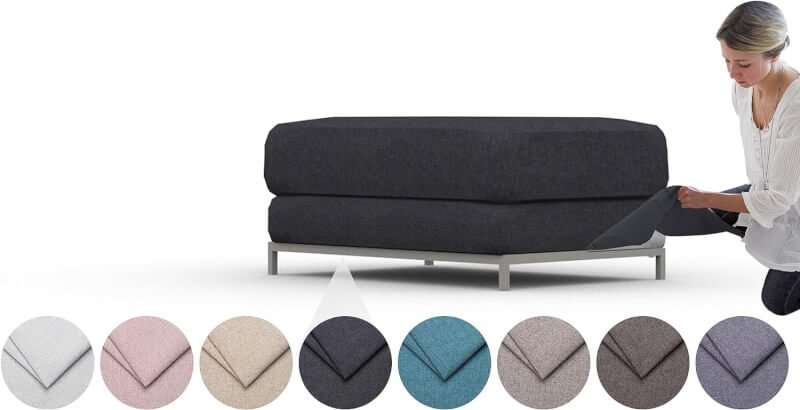 comfortly | Cover for Kramfors Footstool, Replacement Slipcover, Heavy Duty 1 pcs Cover, Pets and Stain Proof Durable Nano-Tech Fabric, Easy to Clean  Replace (Cashmere Blends - Anthracite)