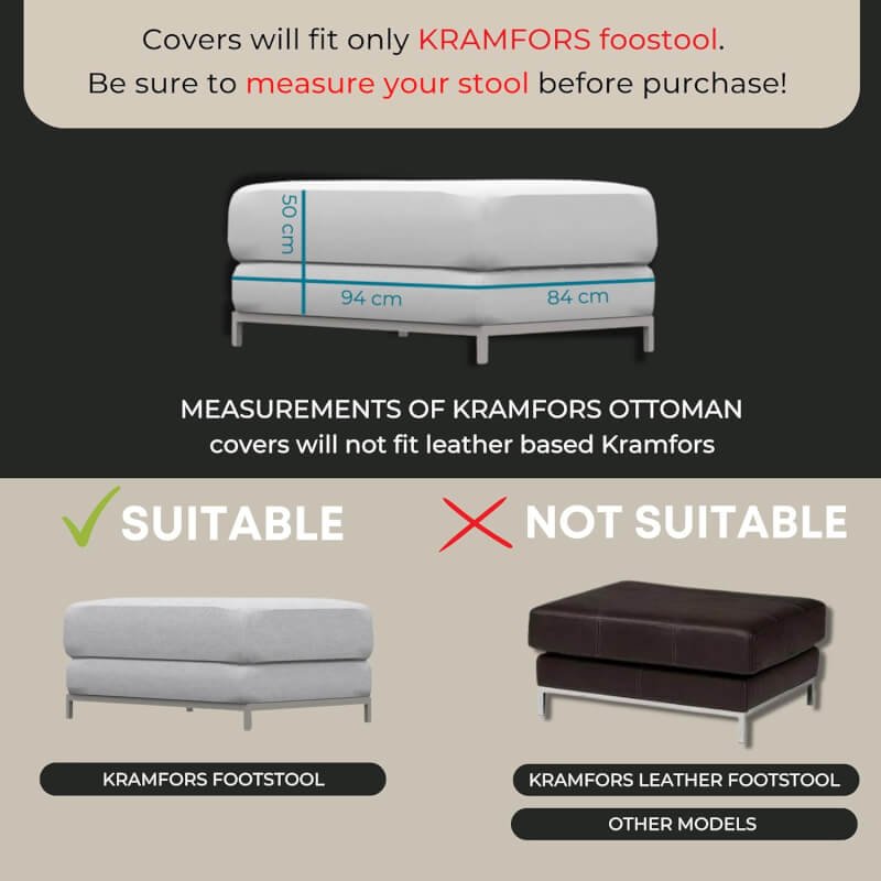 comfortly | Cover for Kramfors Footstool, Replacement Slipcover, Heavy Duty 1 pcs Cover, Pets and Stain Proof Durable Nano-Tech Fabric, Easy to Clean  Replace (Cashmere Blends - Anthracite)