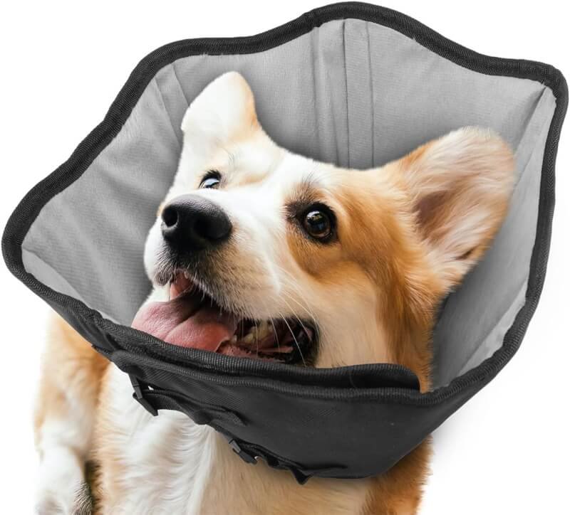 Dog Cone Collar for After Surgery, Soft Pet Recovery Collar for Dogs, Comfort Cone Protective Collar for Large Medium Small Dogs, with Interior Made of Comfortable Plush MaterialPVC Fixing Strip-M