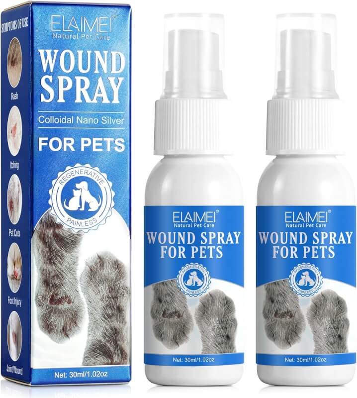 Dog Wound Care Spray - Wound Spray for Pets - Healing Aid and Skin Repair, Clean Wounds, Relieve Dog Skin Allergies - Helps with Rashes, Hot Spots, Itch, Skin Irritation, Bites  Burns (2 pack)