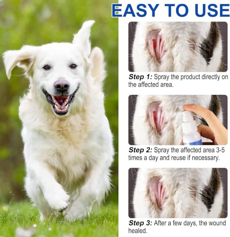 Dog Wound Care Spray - Wound Spray for Pets - Healing Aid and Skin Repair, Clean Wounds, Relieve Dog Skin Allergies - Helps with Rashes, Hot Spots, Itch, Skin Irritation, Bites  Burns (2 pack)