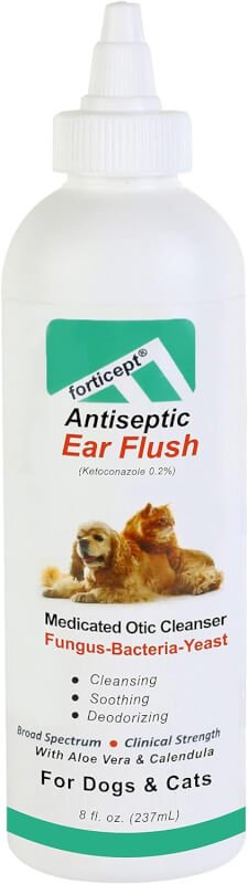 Forticept Dog Ear Infection Treatment, Dog Ear Cleaner, Itch Relief Cat and Dog Ear Wash Flush 8 oz
