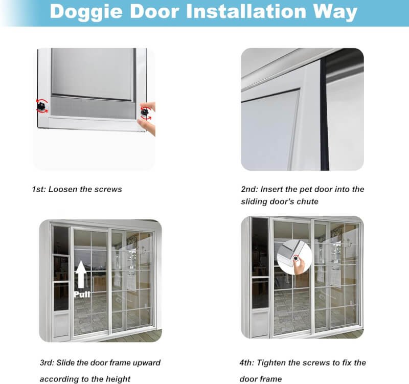 HANIML Large Dog Door for Sliding Glass Doors Doggie Door Insert for Screen Patio Pets Door with Lockable Panel Magnetic Closure Ideal for Large Dogs Cats Convenient and Durable Easy to Install White