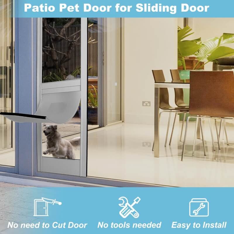 HANIML Medium Dog Door for Sliding Glass Doors Doggie Door Insert for Screen Patio Pets Door with Lockable Panel Magnetic Closure Ideal for Large Dogs Cats Convenient and Durable Easy to Install White