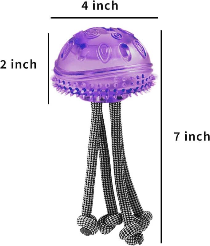 Meordi 3-in-1 Interactive Dog Toys for Aggressive chewers, Jellyfish Peppy pet Toys, Dog Teeth Cleaning Toy. Natural Jelly Fish Leaky Food Dog Toy. 2 Pack, Fantasy Purple