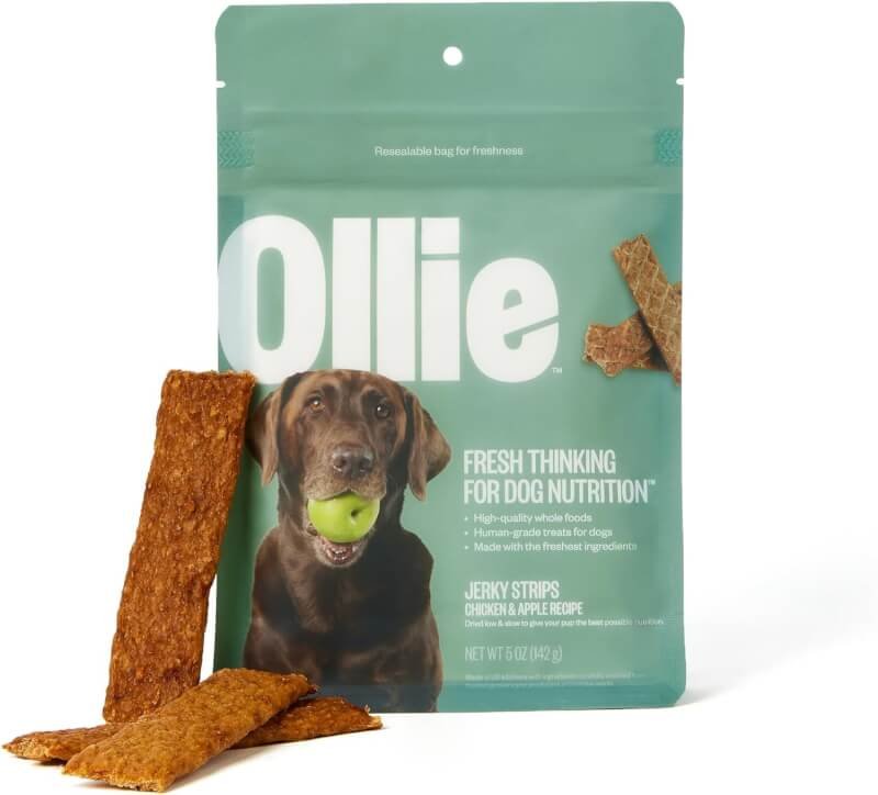 Ollie Chicken and Apple Recipe Jerky Dog Treats - Dog Jerky Treats All Natural - Healthy Dog Treats - Chicken Jerky for Dogs - Real Meat Dog Treats 5 Oz.