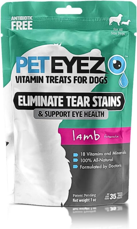 PetEyez - Dog Tear Stain Remover, Tear Stain Remover for Dogs, Freeze Dried Lamb Dog Treats Made in USA Only - (Lamb) 1 Oz, 35+ Count