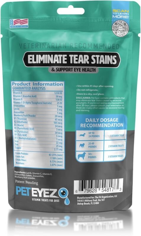 PetEyez - Dog Tear Stain Remover, Tear Stain Remover for Dogs, Freeze Dried Lamb Dog Treats Made in USA Only - (Lamb) 1 Oz, 35+ Count