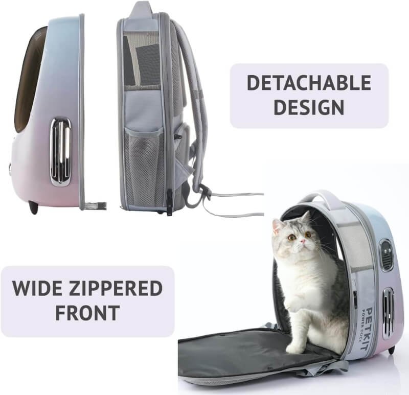 PETKIT Pet Backpack Carrier and 4 Wheels Stroller for Cats and Puppies, Ventilated Cat Backpack Carrier Bubble for Walking,Travel,Hiking