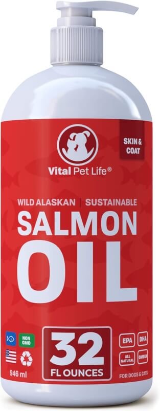 Salmon Oil for Dogs  Cats - Healthy Skin  Coat, Fish Oil, Omega 3 EPA DHA, Liquid Food Supplement for Pets, All Natural, Supports Joint  Bone Health, Natural Allergy  Inflammation Defense, 32 oz