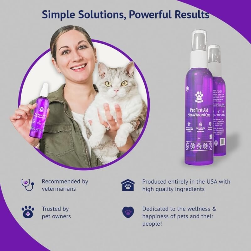 Shilahs Pet First Aid - Dog Hot Spot Treatment - Cat and Dog Wound Care Spray - Anti-Itch Spray for Pet - Cat Wound Care - Paw Cleaner Spray - Promote Quick Healing Skin Repair